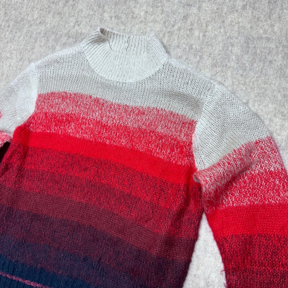 American Eagle Ombre Mock Neck Long‎ Sleeve Knit Sweater Size Small Red Tan - Picture 2 of 7